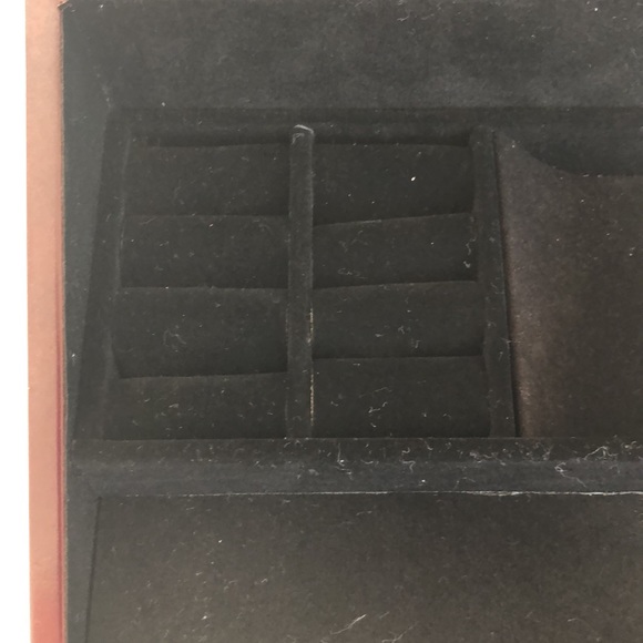 Jewelry box deep red like cherry wood w/black velvet lined interior.Four drawers - Picture 6 of 16